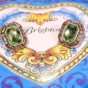 EXTREMELY RARE BRIGHTON RETIRED DAGMAR GREEN POST EARRINGS